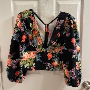 Vixen by Micheline Pitt Bawdy Floral Cropped Top